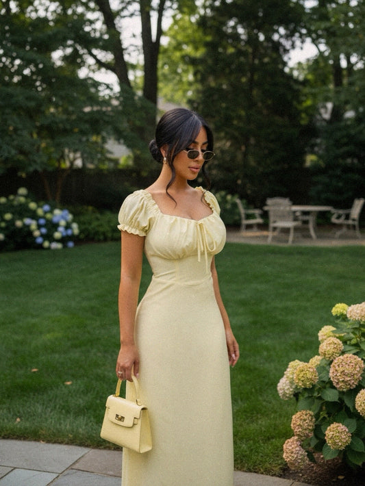 Devine Sweetheart Neck Short Sleeve Maxi Dress