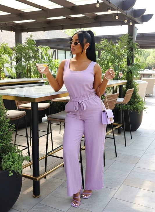 Square Neck Sleeveless Top and Pants Set