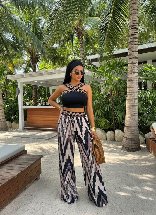 Wide Strap Sleeveless Top and Pants Set