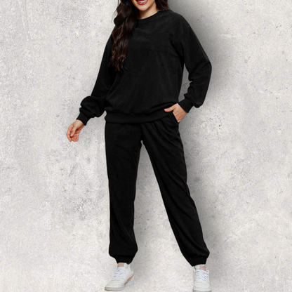 Round Neck Sweatshirt and Sweatpants Set