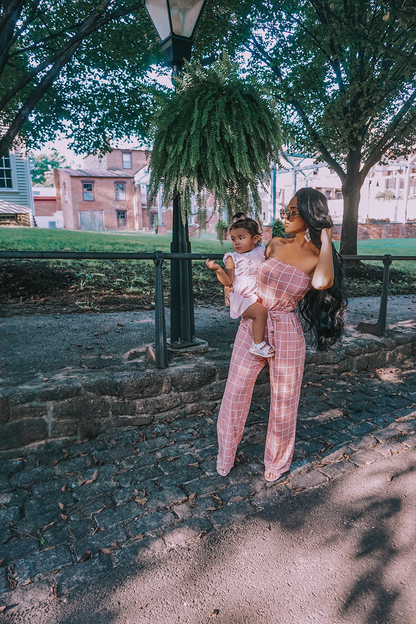 Pink Grid Jumpsuit